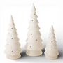 PN146 LED Ceramic Trees White 2.5" x 2.5" x 6"  3.25" x 3.25" x 7.75",  & 3.75" x 3.75" x 9.5", Set of 3 PK2