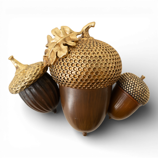 PN152 Polyresin Acorn 2" x 2" x 3", 2.5" x 2.5" x 4", & 4" x 6" x 3.75", Set of 3 PK2