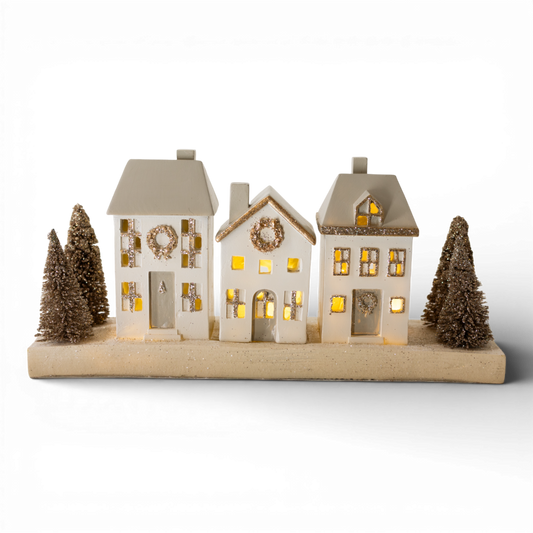 PN156 LED Polyresin Cottage House 11.75" x 3.25" x 5.5" PK2