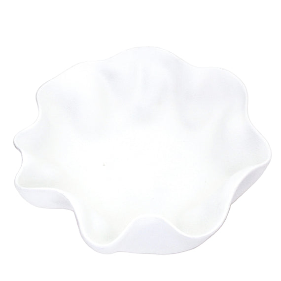 Poly Resin Wavy Bowl - White