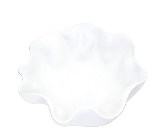 Poly Resin Wavy Bowl - White