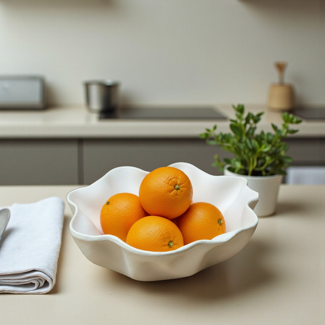 PR102 Poly Resin Wavy Bowl - White 6" x 5.75" x 2" PK 2