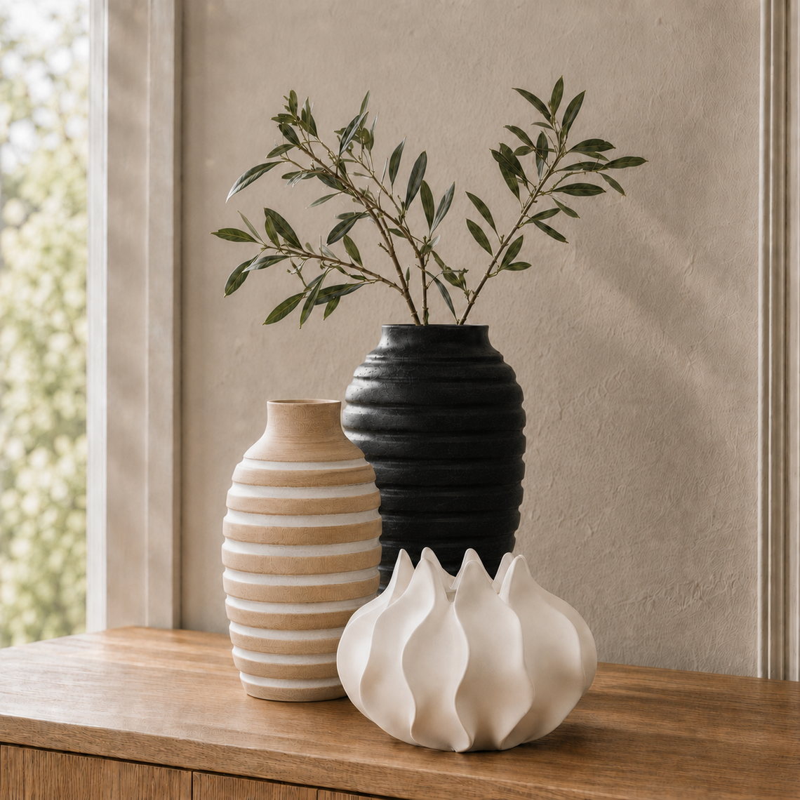 PR103 Polyresin Vase- White 7.5" x 7.5" x 6" PK 2