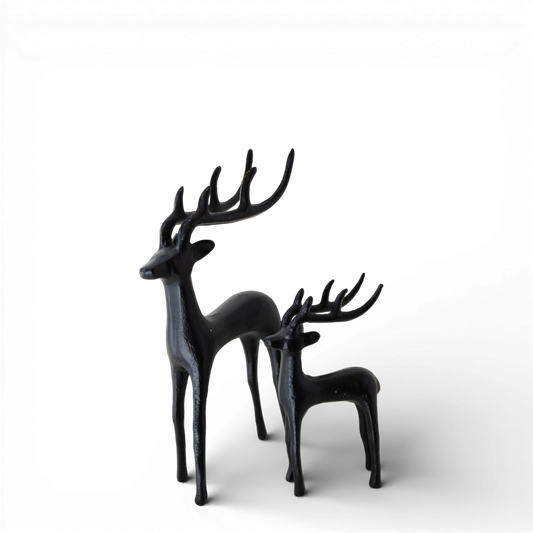 PR105 Metal Deer, Black 3.75" x 1.75" x 6.5" & 5.5" x 2.25" x 10",  Set of 2 PK2