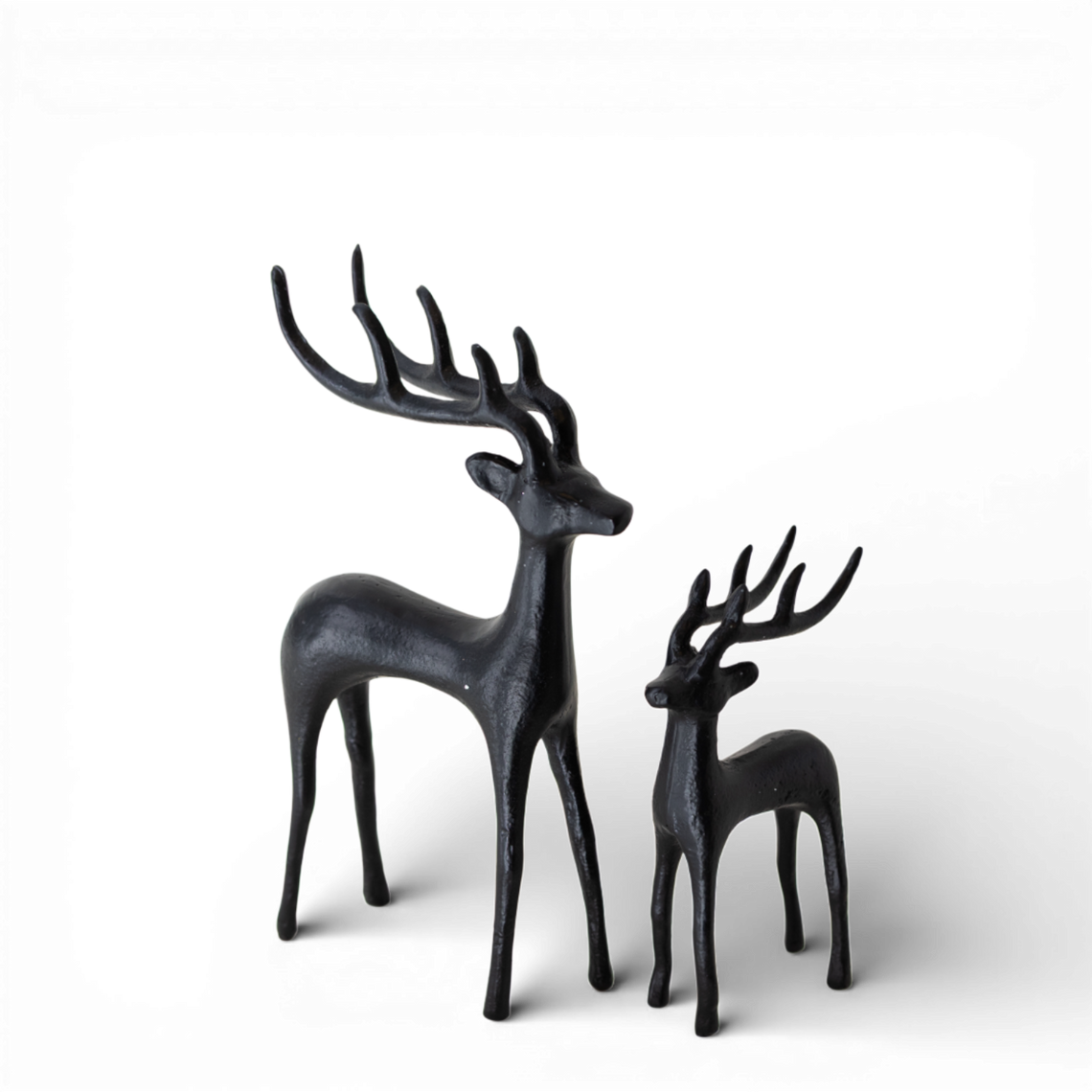 PR105 Metal Deer, Black 3.75" x 1.75" x 6.5" & 5.5" x 2.25" x 10",  Set of 2 PK2