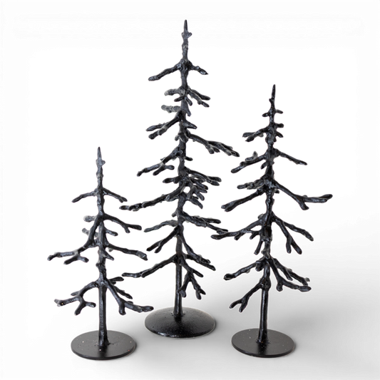PR106 Metal Trees, Black 4.5" X 7" x 10", 4.75" x 4.5" x 12.75", & 5.5" x 5.25" x 15.75",  Set of 3 PK2