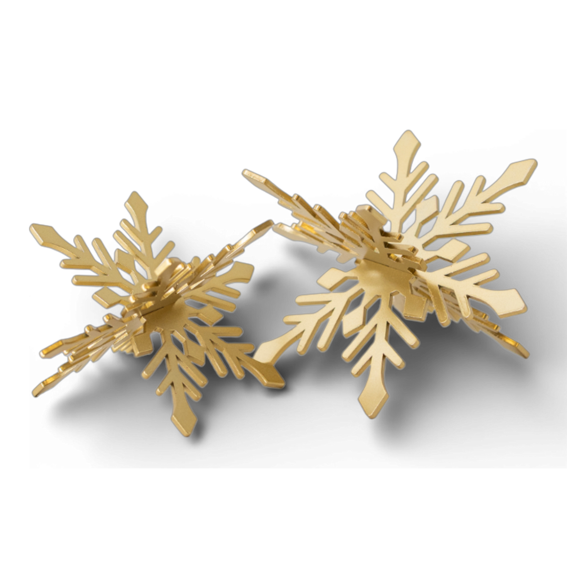 PR109 Metal  Snowflake Gold 4.25" x 4.25" x 4.5" & 6" x 6" x 6", Set of 2 PK2