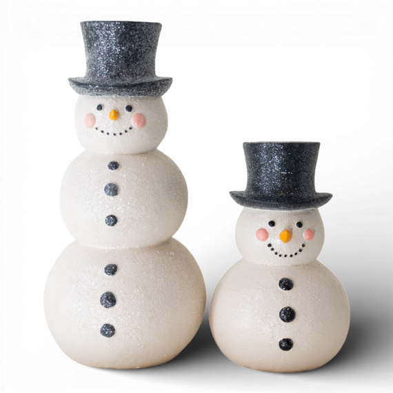 PR118 Polyresin Snowman 5" x 4.75" x 8" & 5.75" x 5.75" x 12", Set of 2 PK2