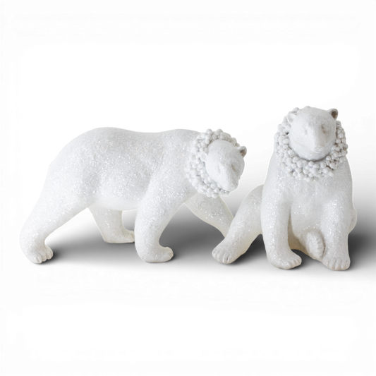 PR122 Polyresin Polar Bear 10.5" x 5.5" x 6.75", 6.5" x 8" x 8.25", Set of 2 PK2