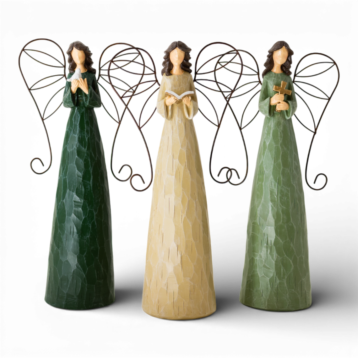 PR124 Polyresin Angels 7.25" x 3.5" x 15.25", Set of 3 PK1