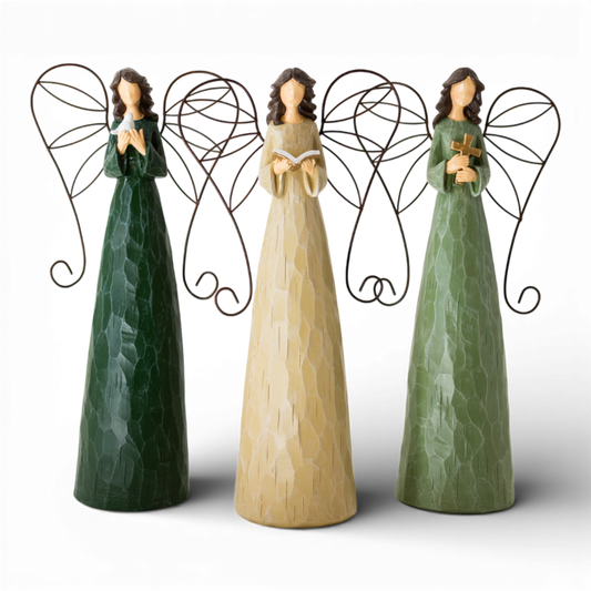 PR124 Polyresin Angels 7.25" x 3.5" x 15.25", Set of 3 PK1