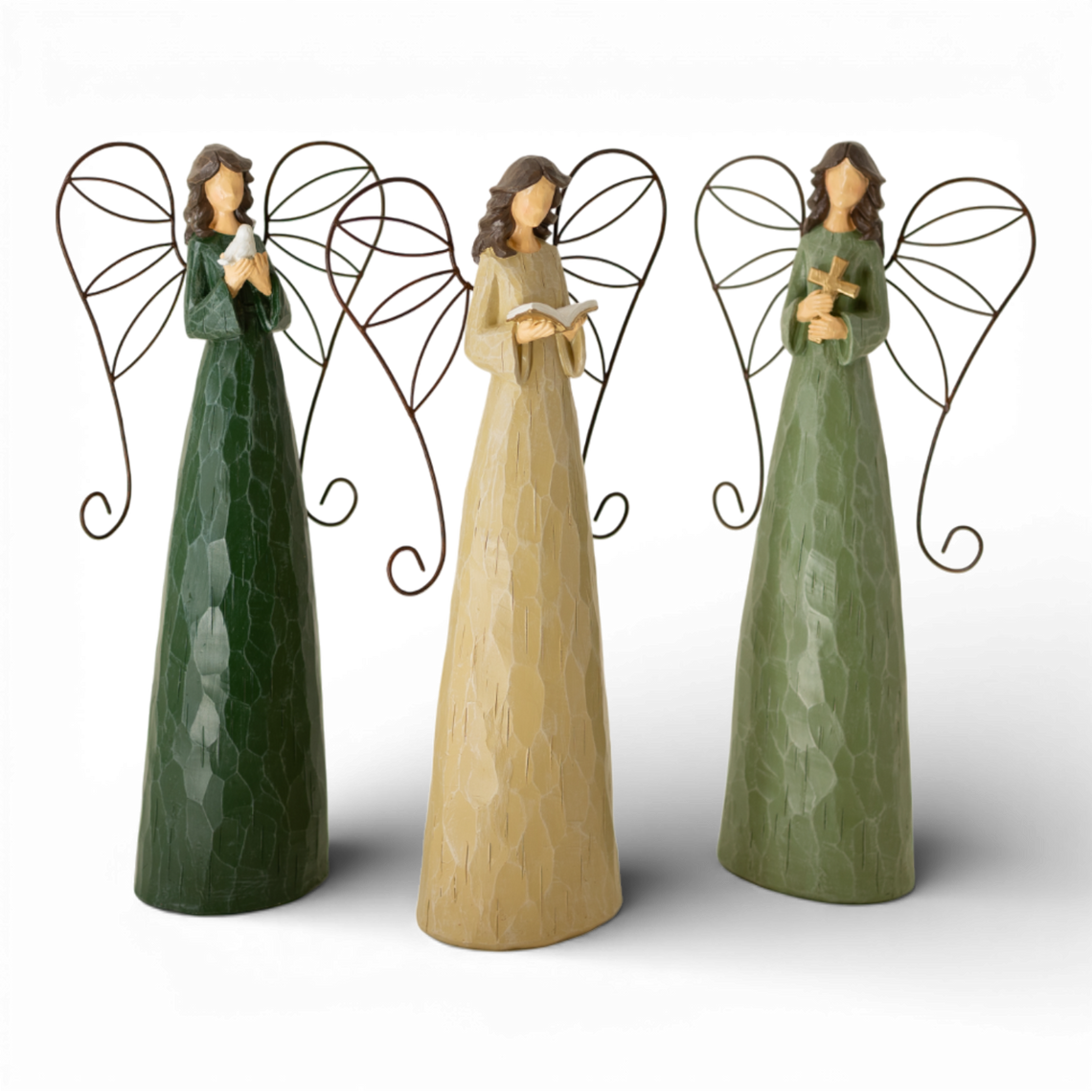 PR124 Polyresin Angels 7.25" x 3.5" x 15.25", Set of 3 PK1