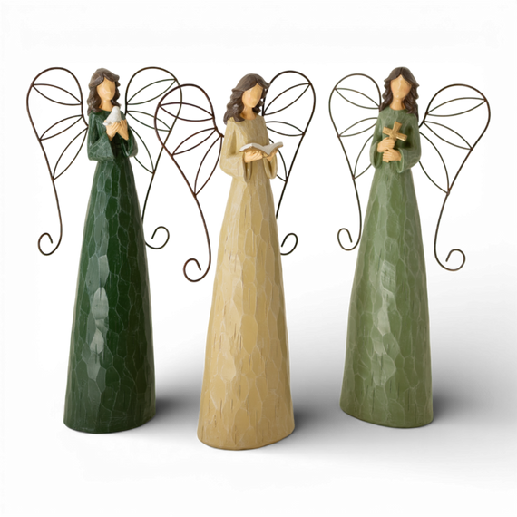 PR124 Polyresin Angels 7.25" x 3.5" x 15.25", Set of 3 PK1