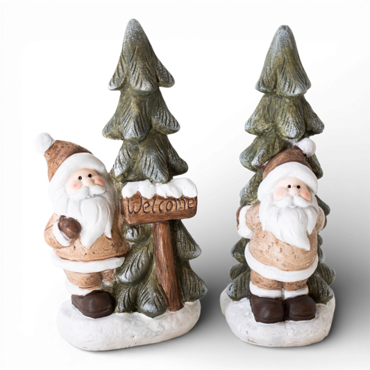 PR128 Polyresin  Santa/Tree 4.25" x 3.75" x 8.5", Set of 2 PK2