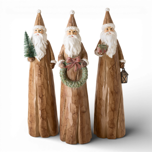 PR130 Polyresin  Santa 4" x 3.25" x 13", Set of 3 PK1