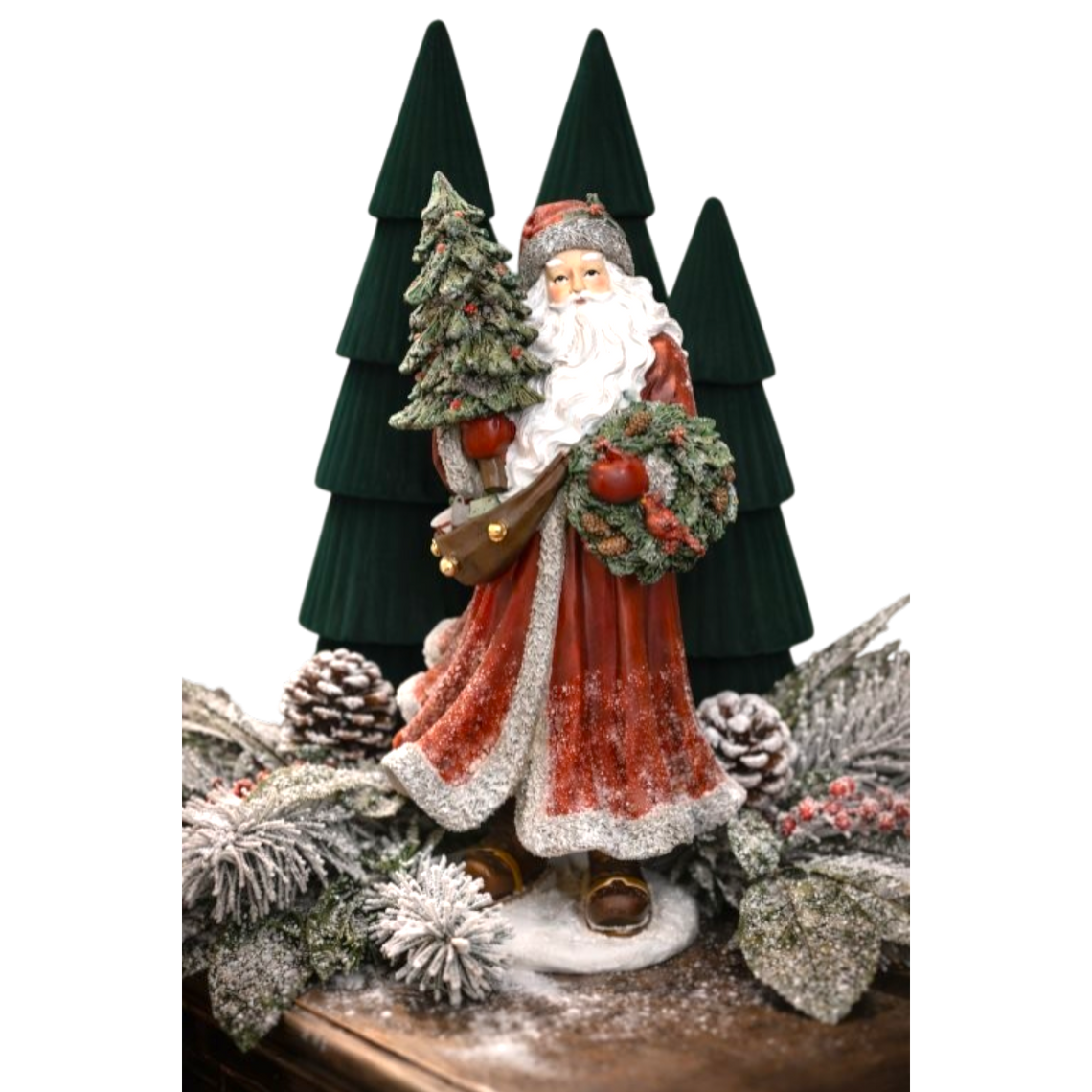 PR136 Polyresin  Santa w/Tree 6" x 5.75" x 12.5" PK2