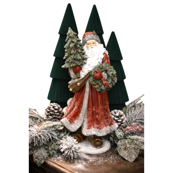 PR136 Polyresin  Santa w/Tree 6" x 5.75" x 12.5" PK2