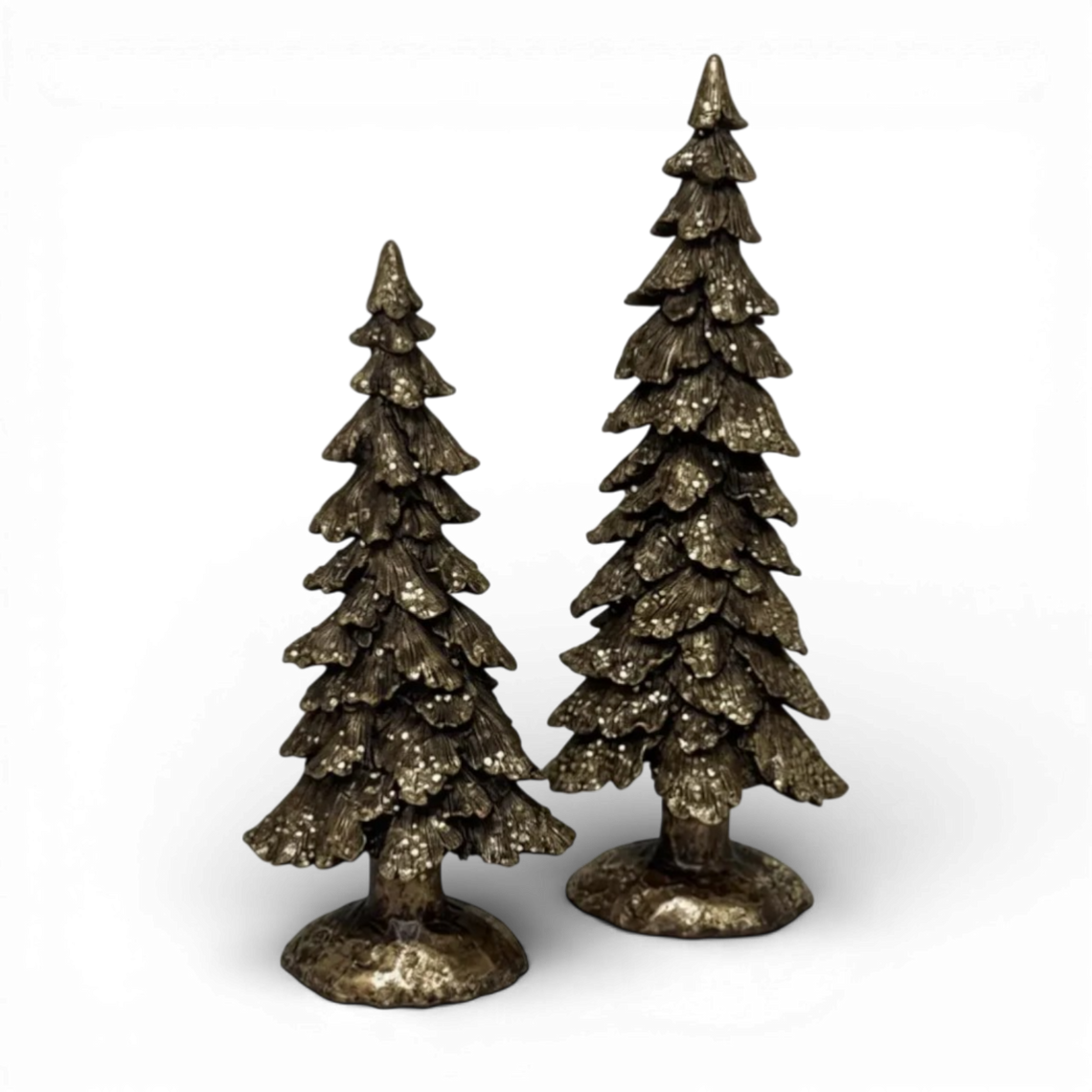 PR139 Polyresin Pine Tree Copper 7" x 3.75" x 15.5" & 7.25" x 4" x 19.5", Set of 2 PK1