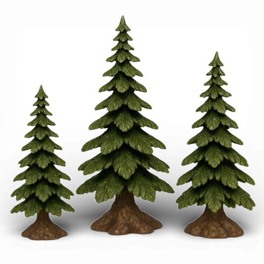 PR140 Polyresin Tree Green 5.75" x 3.75"x 14", 7.25" x 4.5" x 17.25", & 8.25" x 5.25" x 20", Set of 3 PK1