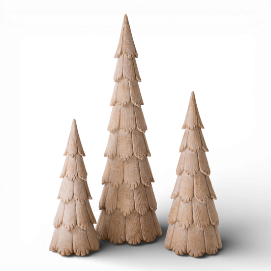 PR143 Polyresin Tree 4.25" x 4" x 10", 4.5" x 4.5" x 12", & 5.5" x 5.5" x 18",  Set of  3 PK1