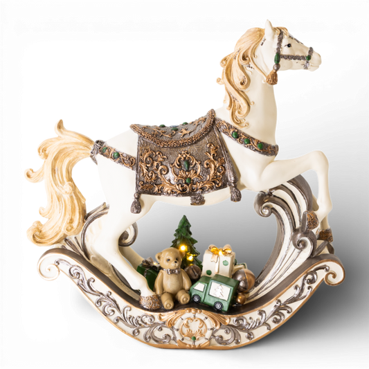 PR146 LED Polyresin Rocking Horse Natural 15.5" x 4.75" x 15.75" PK1