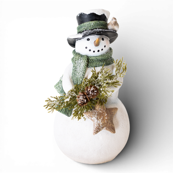 PR148 Polyresin Snowan w/Star & Pinecones 5.5" X 5.5" x 10.5" PK3