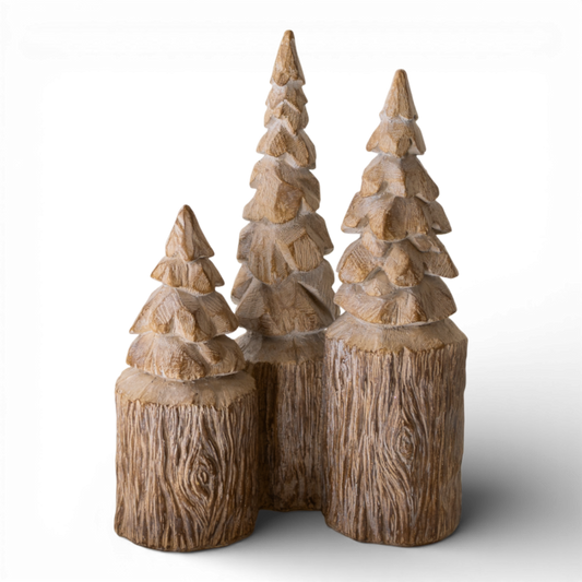 PR152 Polyresin Pine Trees 7" x 6.5" x 11" PK2