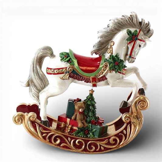 PR155 Polyresin Christmas Rocking Horse 13.25" x 5" x 14.5" PK1