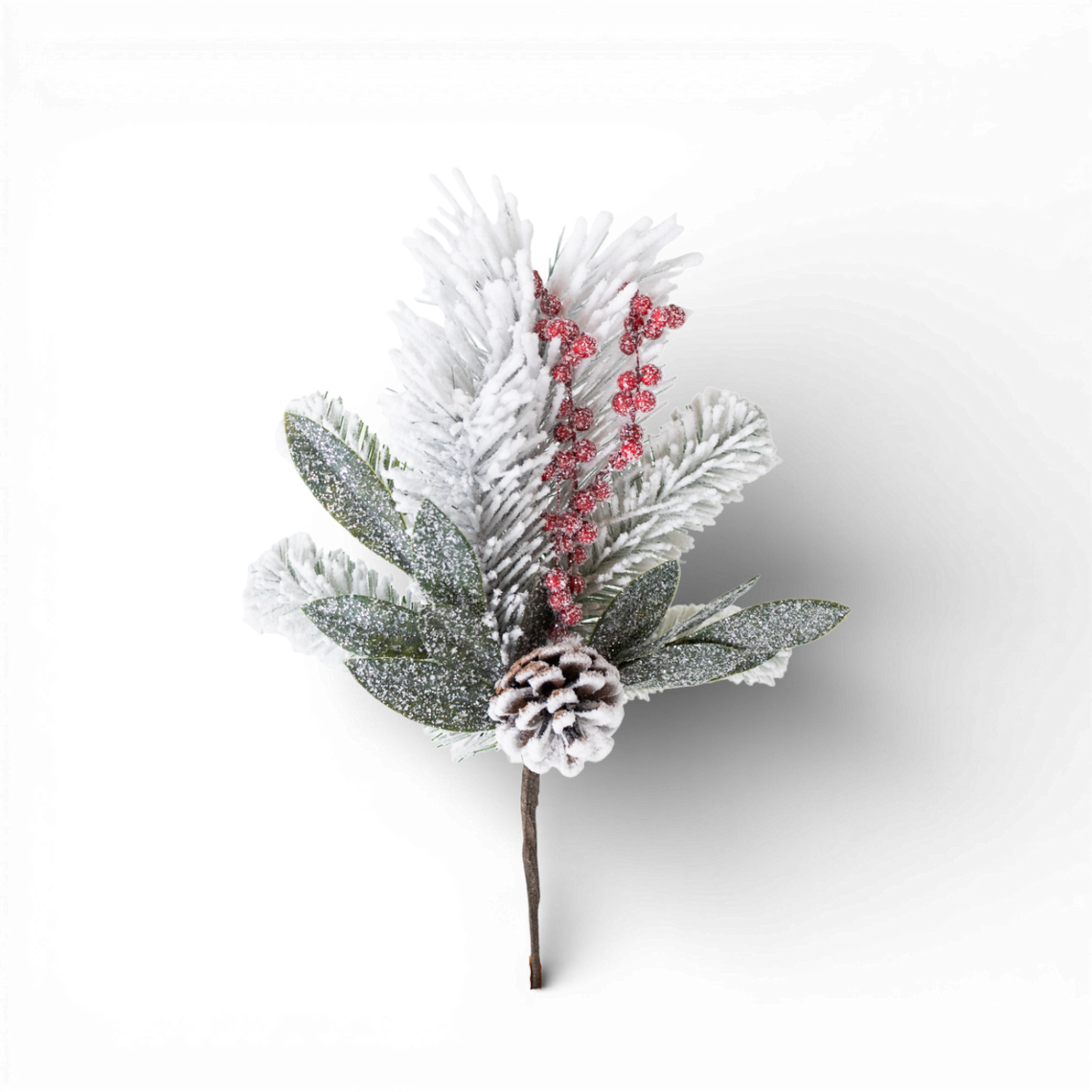 PX113 Frosted Mixed Pine w/Berries & Pinecone Pick 10" X 3.5" x 19" PK12
