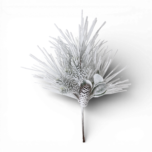 PX114 Flocked Long Pine w/Cones Pick 18" PK12