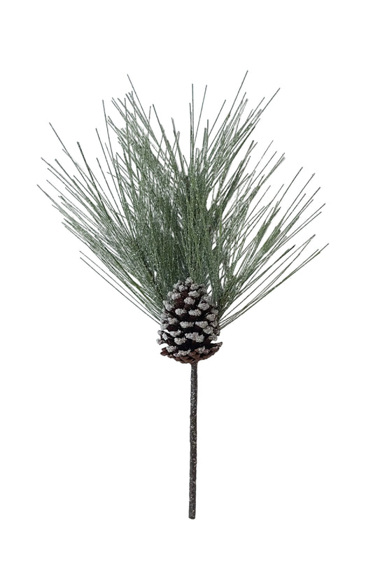 PX121 Frosted Long Needle Pine w/Pinecone Pick 18" PK12