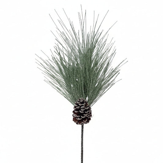 PX125 Frosted Long Needle Pine Pick w/Pinecone 30" PK6