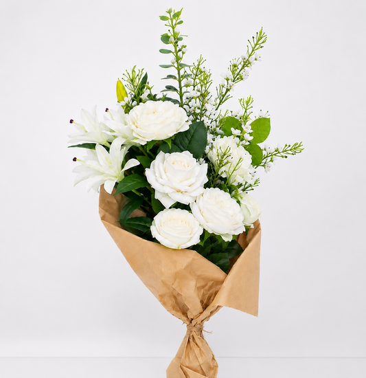 RTB103 WH  Real Touch Floral Bouquet 32" PK 2