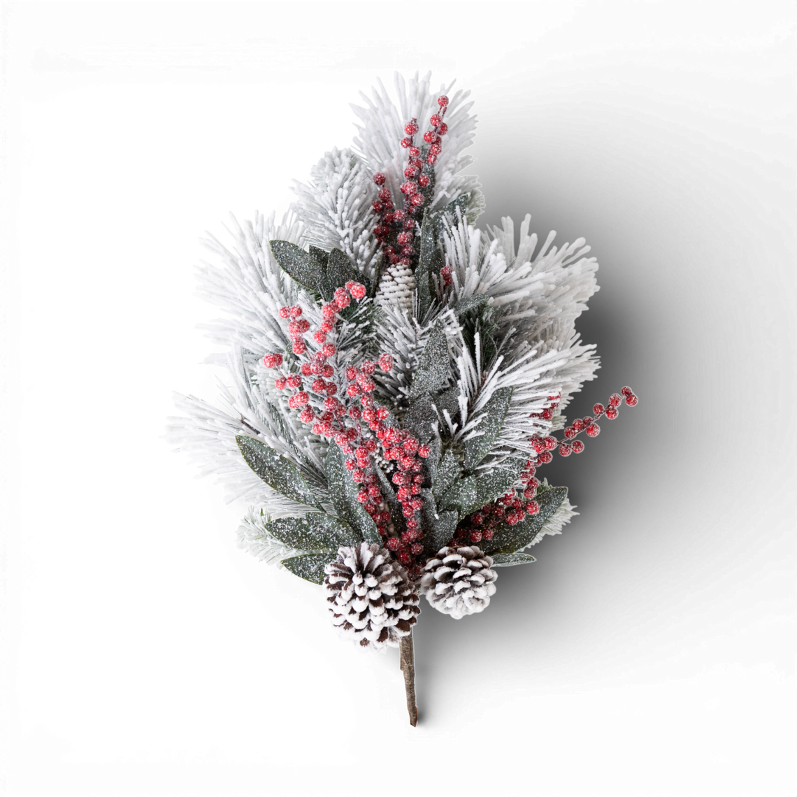 SP129 Frosted Mixed Pine w/Berries & Pinecone Spray 16" x 8" x 27"  PK4
