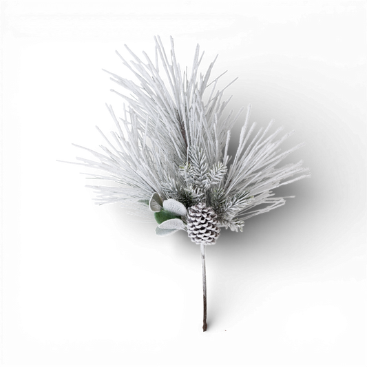 SP130 Flocked Long Pine w/Cones Spray 20" X 5" X 27" PK6