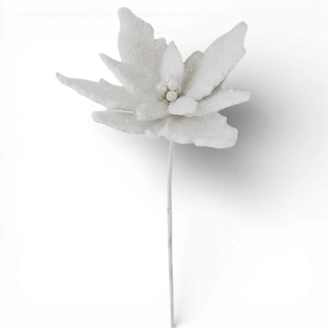 ST133 Poinsettia Stem White 18" PK12