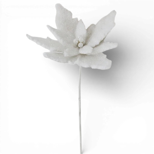 ST133 Poinsettia Stem White 18" PK12
