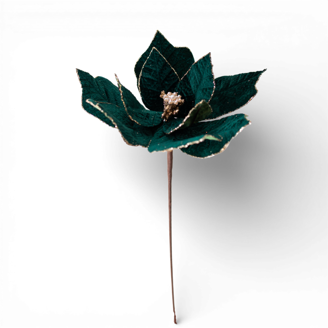 ST144 Velvet Poinsettia Stem Green  23" PK6