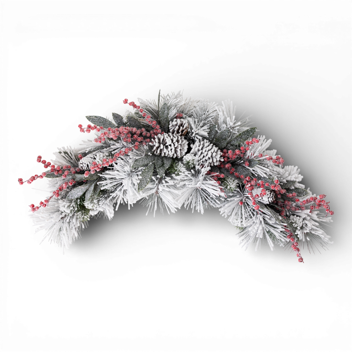 SW102 Frosted Mixed Pine w/Berries & Pinecone Swag 33" x 13" x 5.5" PK2