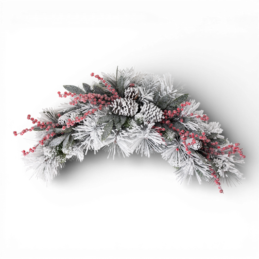 SW102 Frosted Mixed Pine w/Berries & Pinecone Swag 33" x 13" x 5.5" PK2