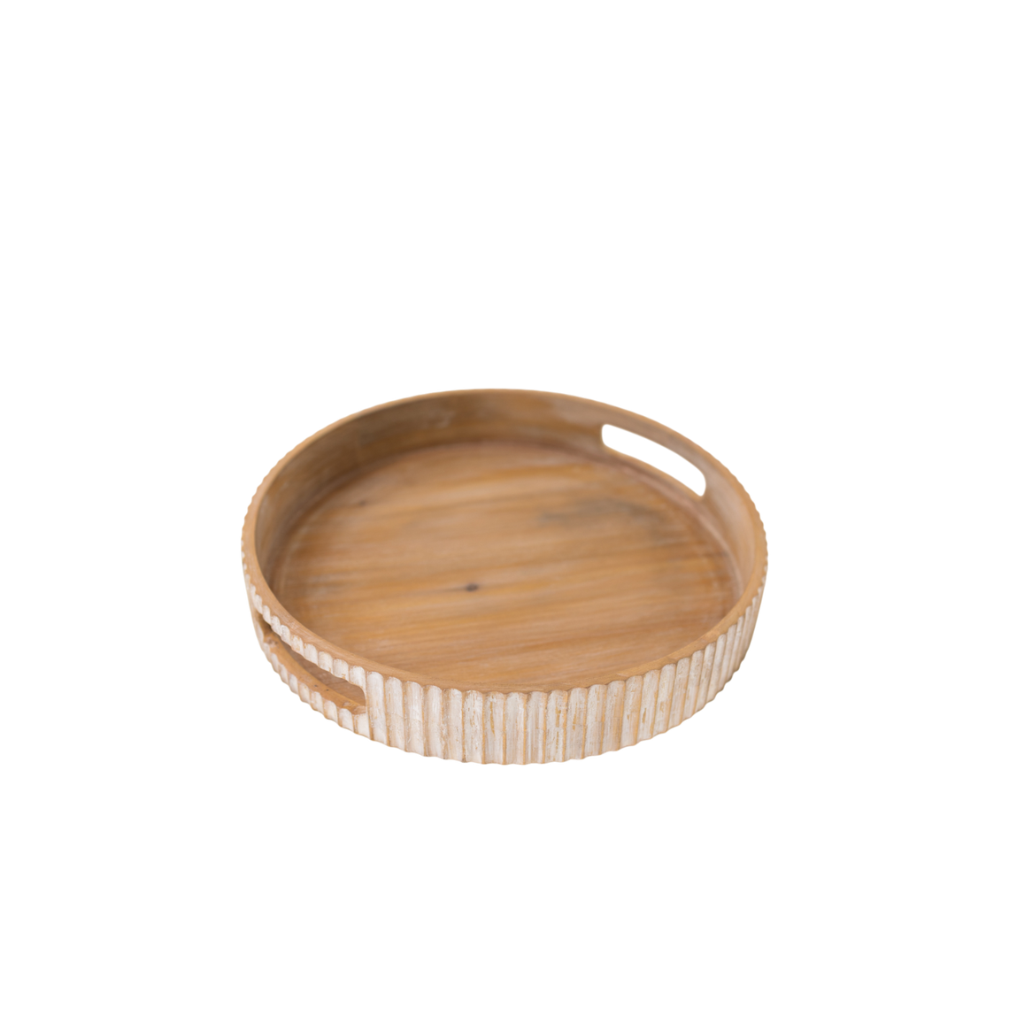 T108 Ribbed Wood Tray w/Handles 10" x 9.75" x 2" PK 6