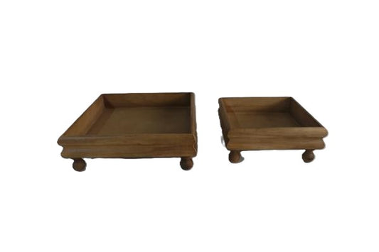 Wooden Tray w/Riser Set/2