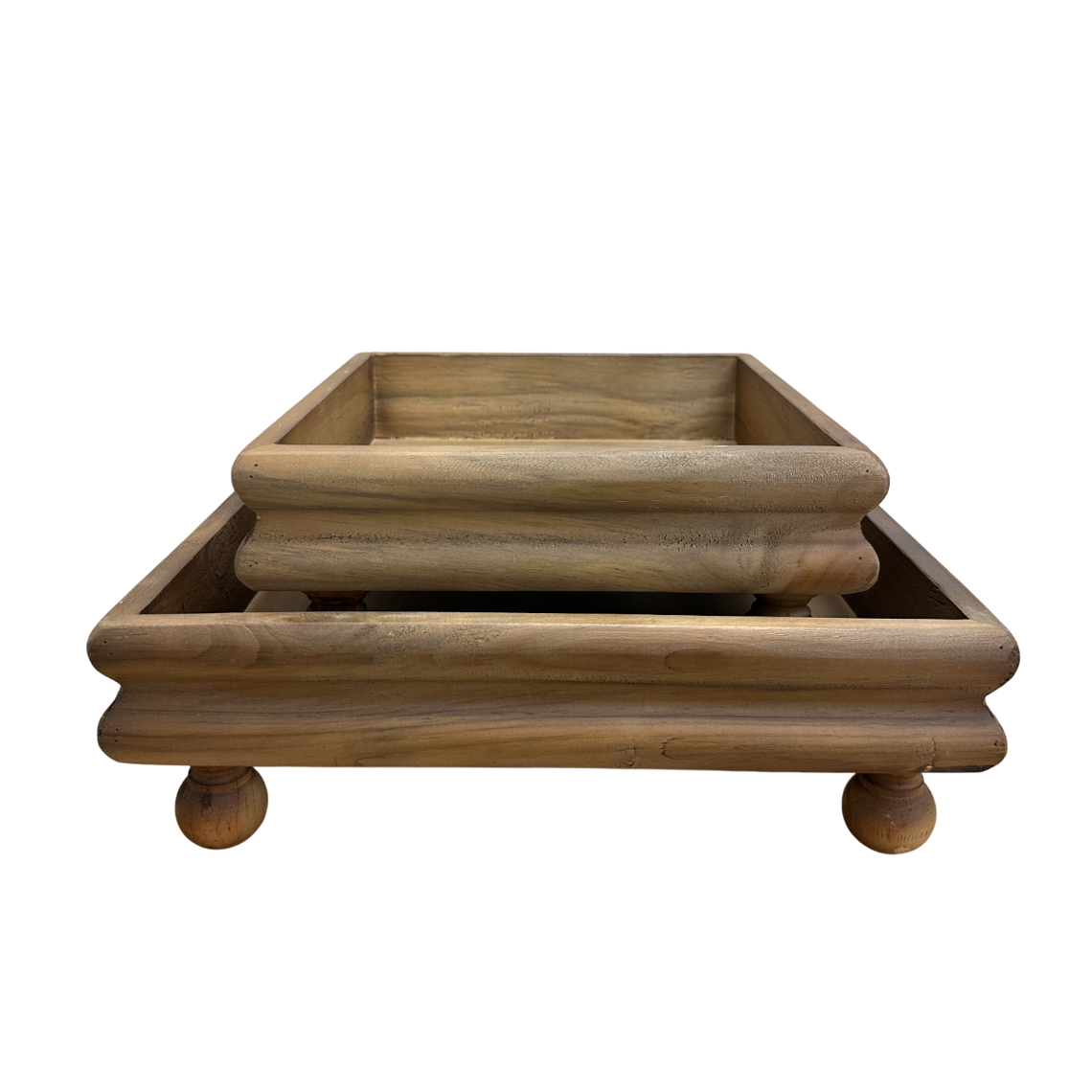 T101 Wooden Tray w/Riser (Set of 2) 9.5" X 9.5" X 4" & 12.5" X 12.5" X 4" x 3" PK 2