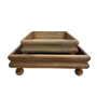 T101 Wooden Tray w/Riser (Set of 2) 9.5" X 9.5" X 4" & 12.5" X 12.5" X 4" x 3" PK 2