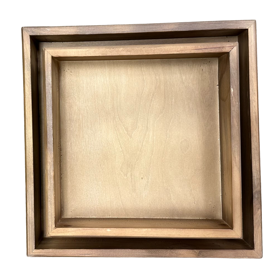 T101 Wooden Tray w/Riser (Set of 2) 9.5" X 9.5" X 4" & 12.5" X 12.5" X 4" x 3" PK 2
