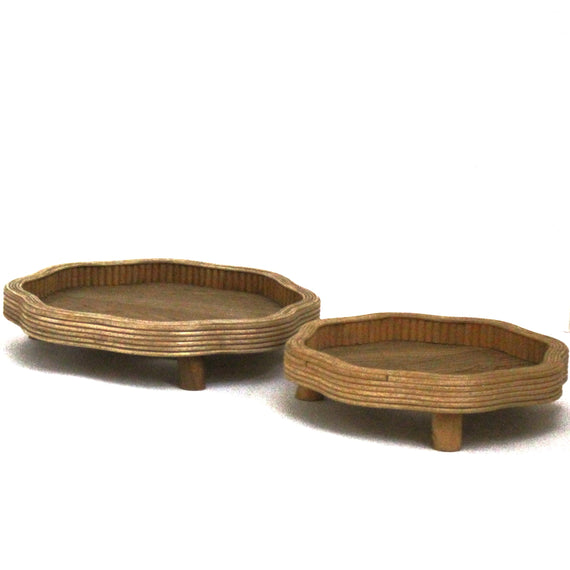 T103 Wooden Tray w/legs (Set of 2) 10.5" x 10.5" x 2" & 13" x 13" x 2"