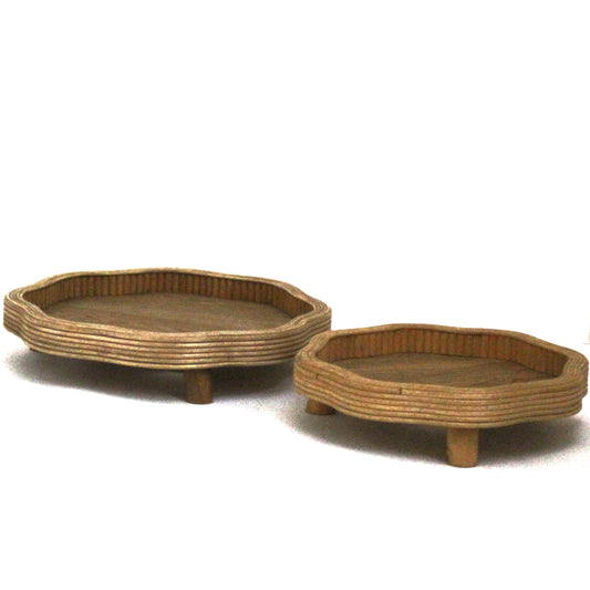 T103 Wooden Tray w/legs (Set of 2) 10.5" x 10.5" x 2" & 13" x 13" x 2"