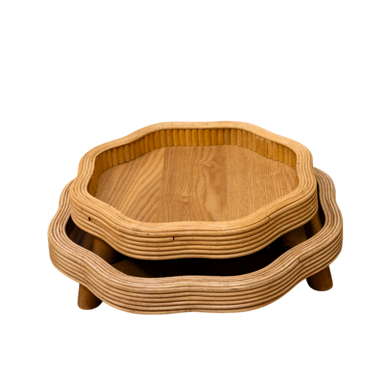 T103 Wooden Tray w/legs (Set of 2) 12" x 12" x 3" & 14.5" x 14.5" x 3" PK 1