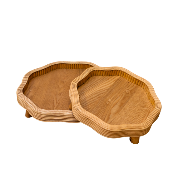 T103 Wooden Tray w/legs (Set of 2) 12" x 12" x 3" & 14.5" x 14.5" x 3" PK 1