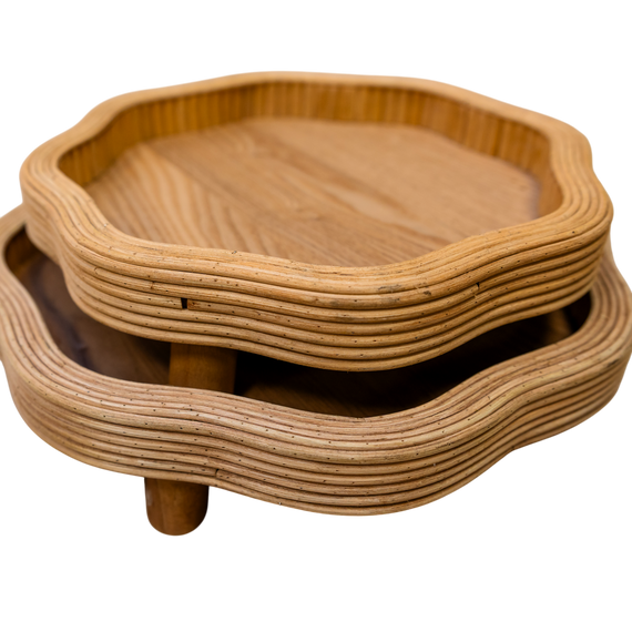 T103 Wooden Tray w/legs (Set of 2) 12" x 12" x 3" & 14.5" x 14.5" x 3" PK 1